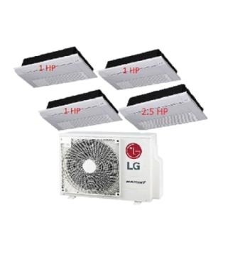Máy Lạnh Multi LG 1 Dàn Nóng 5 Hp + 4 Dàn Lạnh Âm Trần 1 Hướng 1 Hp - 2.5 Hp